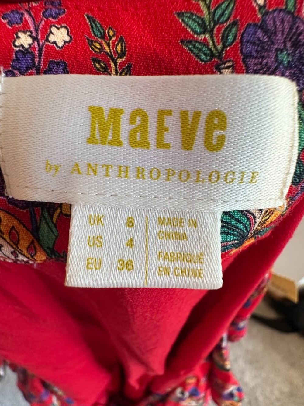 Maeve by Anthropologie Rosalie Red Floral Wrap Dress Size 4 - Picture 4 of 8